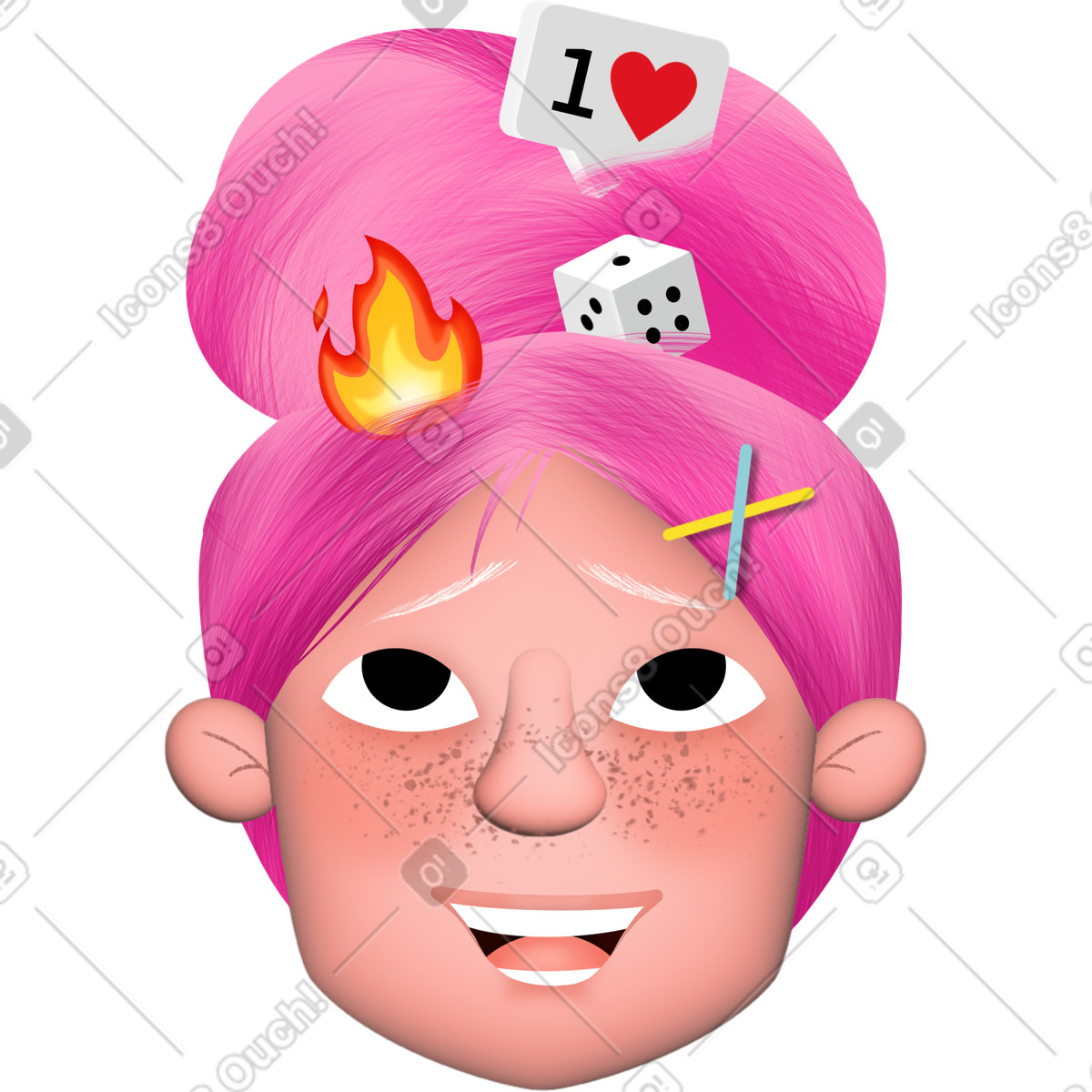 Jumble スタイルの Girl with pink hair のイラストをPNG、SVG形式でダウンロード