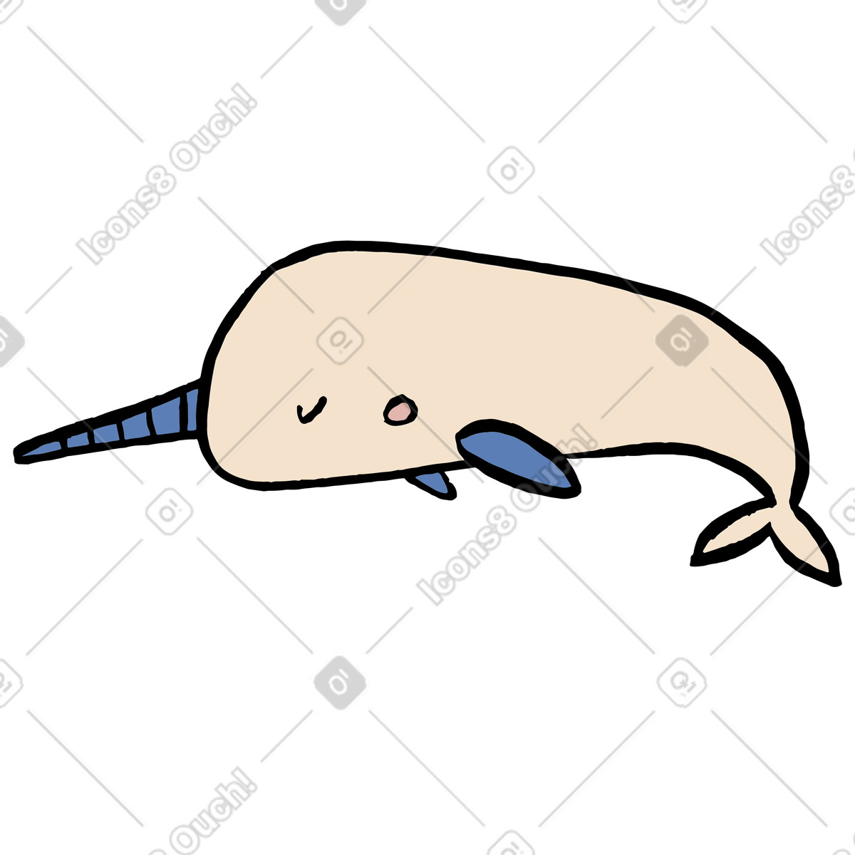 Narvalo illustrazione in stile Scandi scarica in PNG, SVG