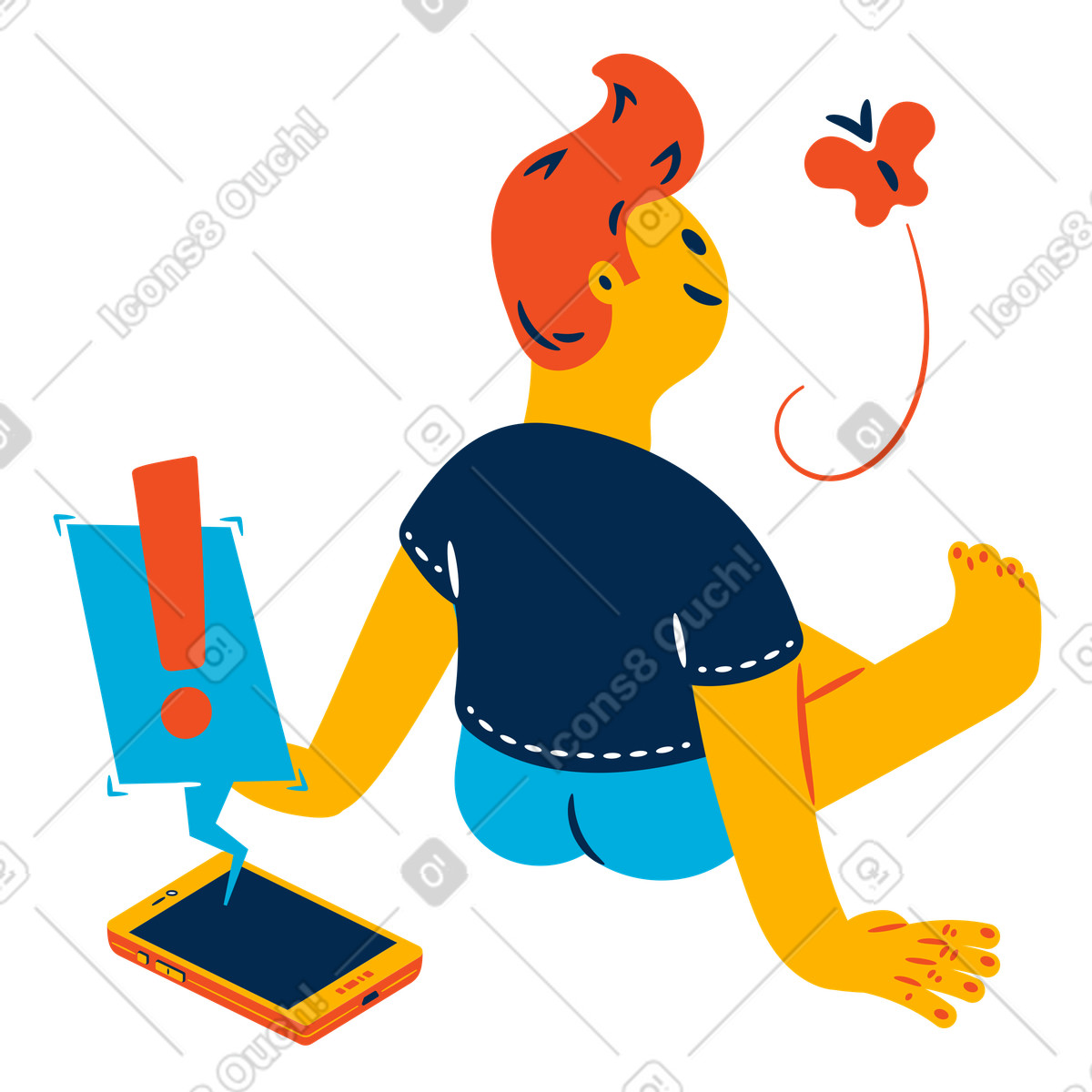 Tired of devices illustration in Flame style download in PNG, SVG