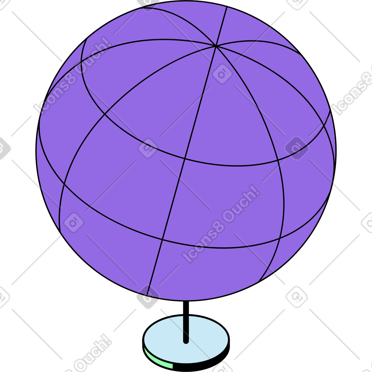 Simple outline globe illustration clipart emphasizing clear latitude longitude lines