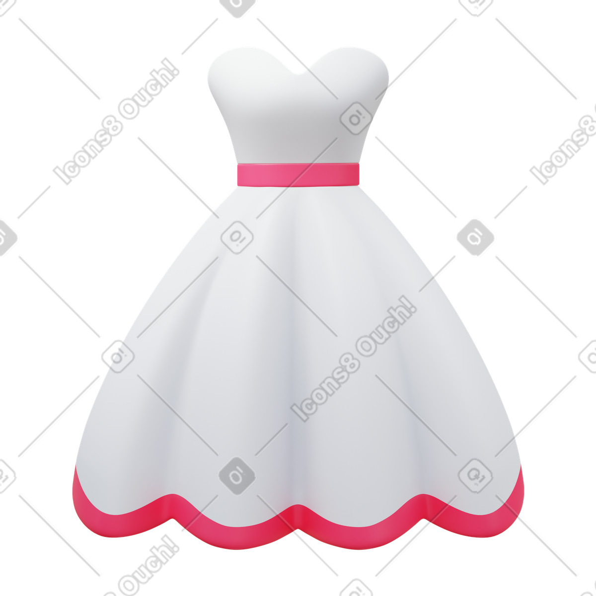 Illustration Wedding dress dans le style 3D Fluency à télécharger aux formats PNG, SVG
