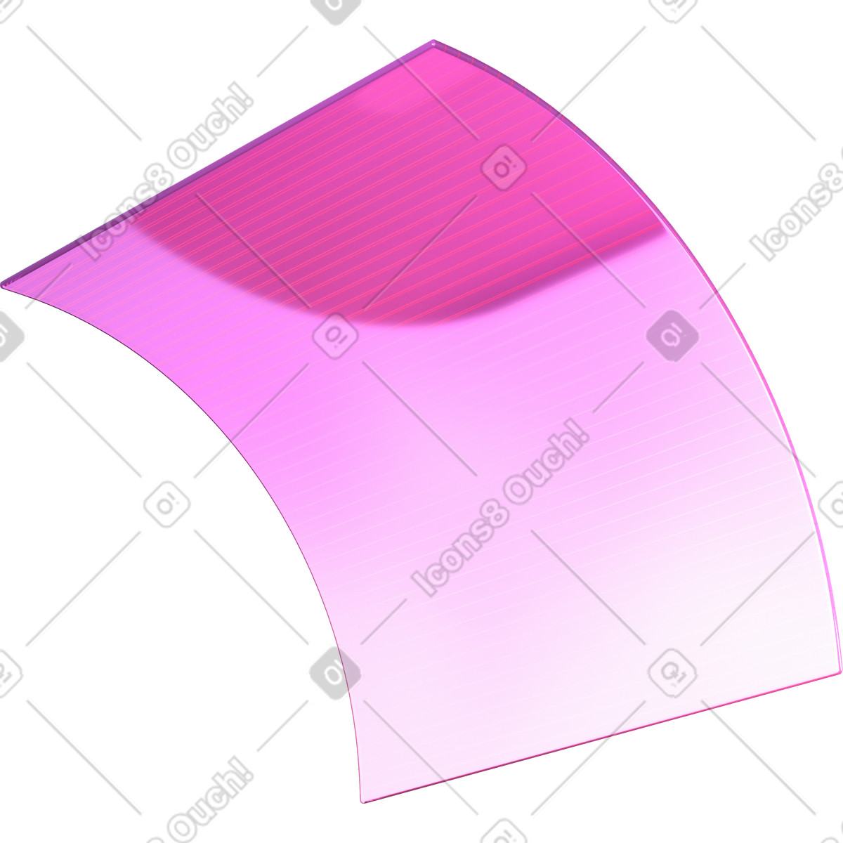 Bent transparent striped plastic card illustration in 3D Glassy style download in PNG, SVG