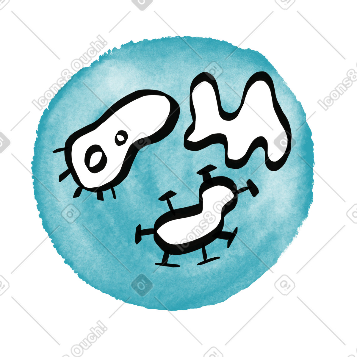 Ilustração de Bacteria cells inside petri dish for microbiology laboratory experiment em no estilo Watercolor sketch para baixar em PNG, SVG