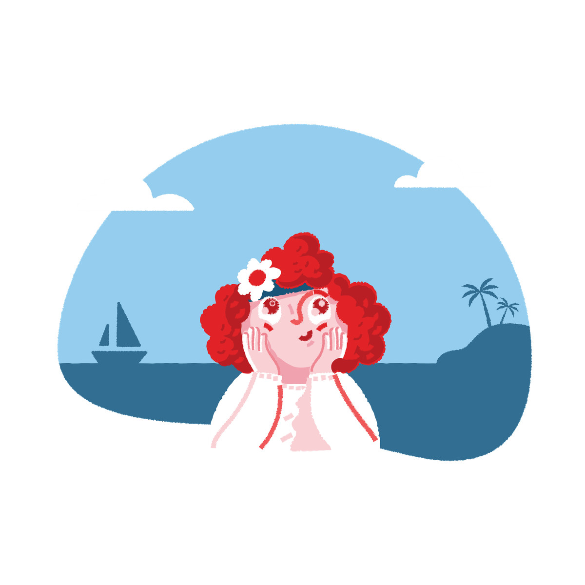 Dreams of holidays illustrazione in stile Cherry scarica in PNG, SVG