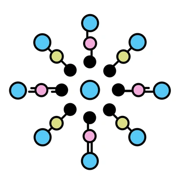 A kaleidoscope effect created by repeating water molecule patterns in vibrant colors