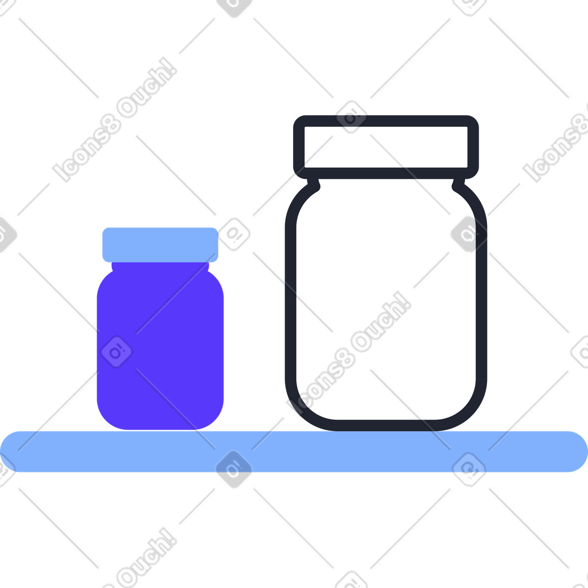 Ilustración Estante con frascos en estilo Pablita a descargar en PNG y SVG