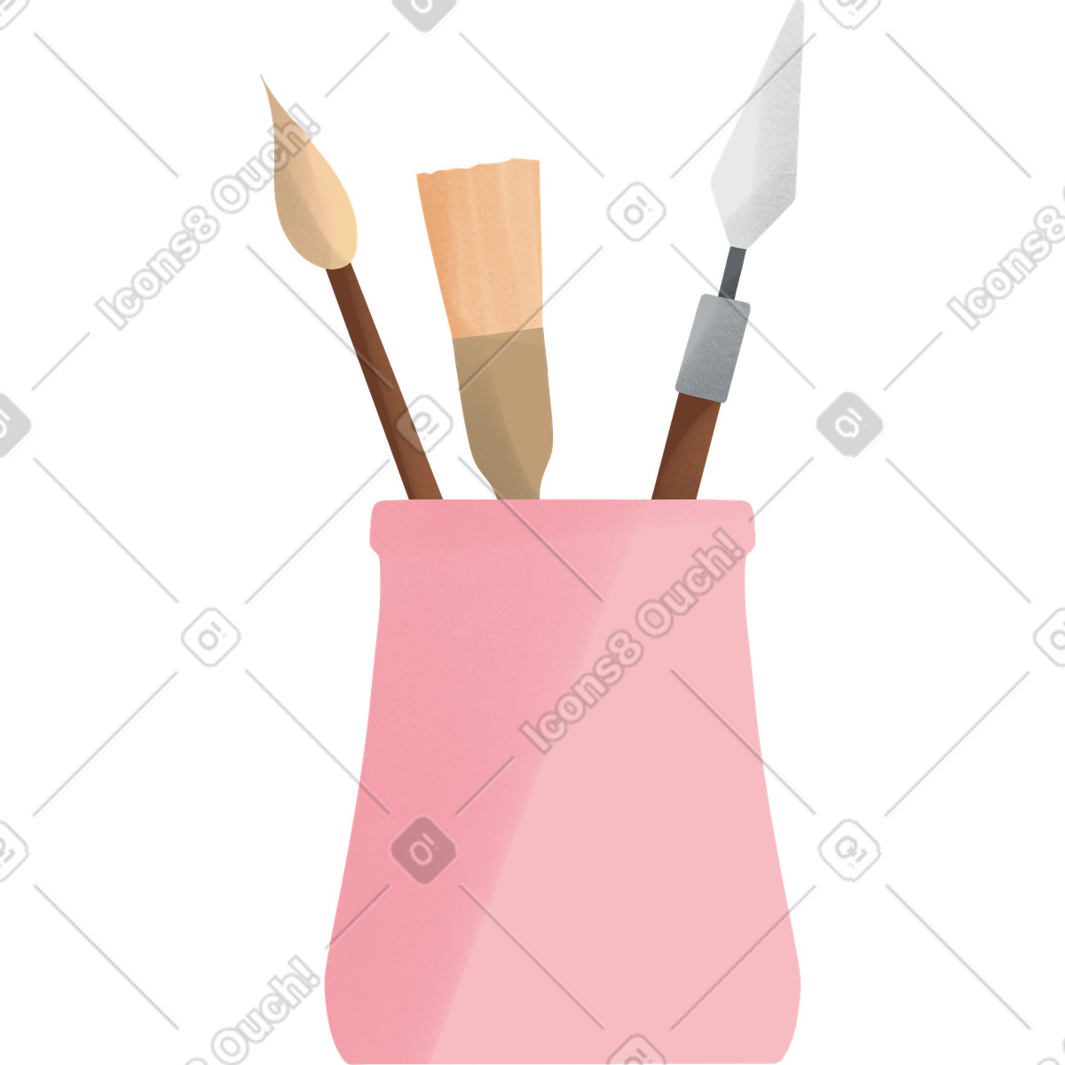 A cup for brushes illustration in Shine style download in PNG, SVG