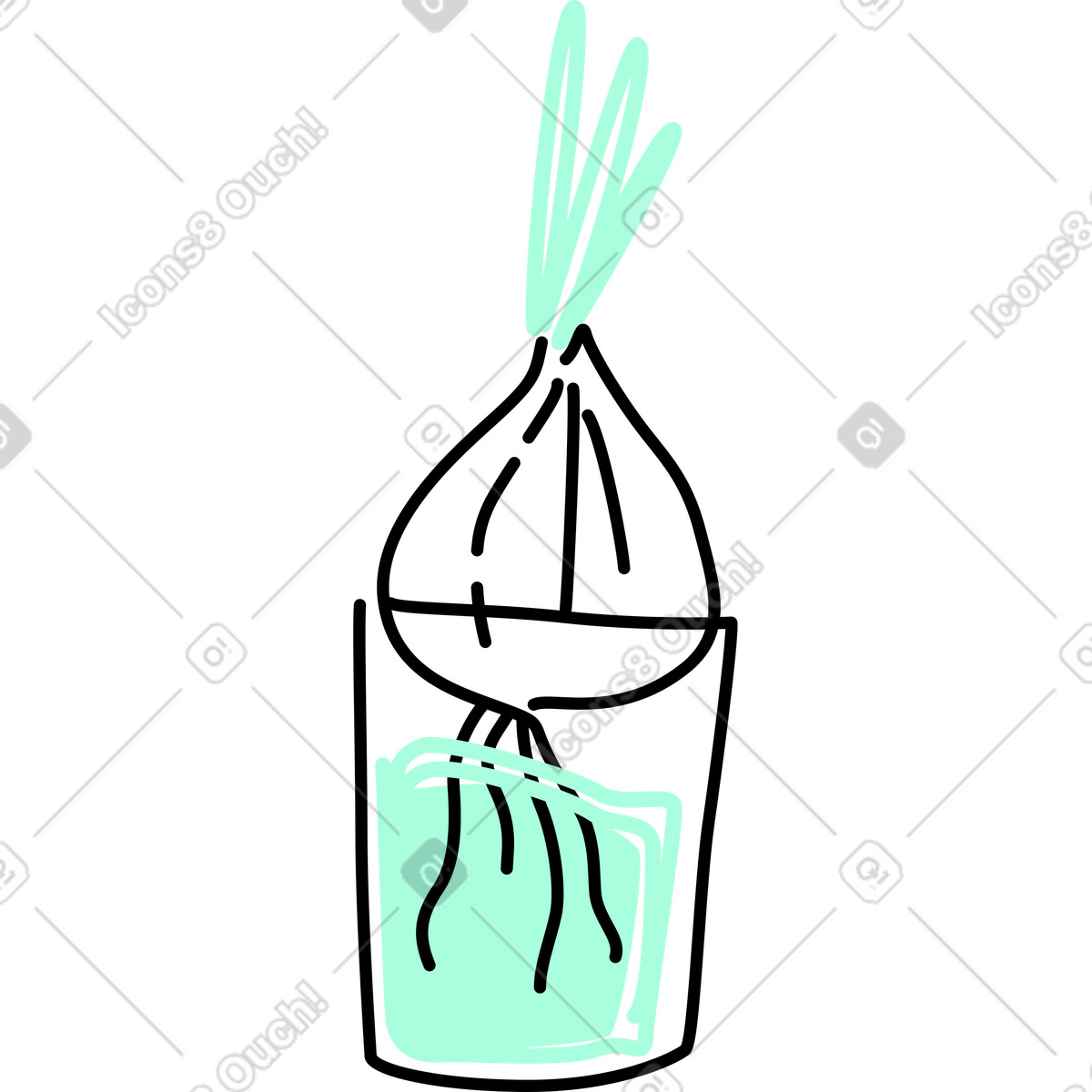 Ilustración Cebolla creciendo en un vaso estilo Spicy a descargar PNG y SVG