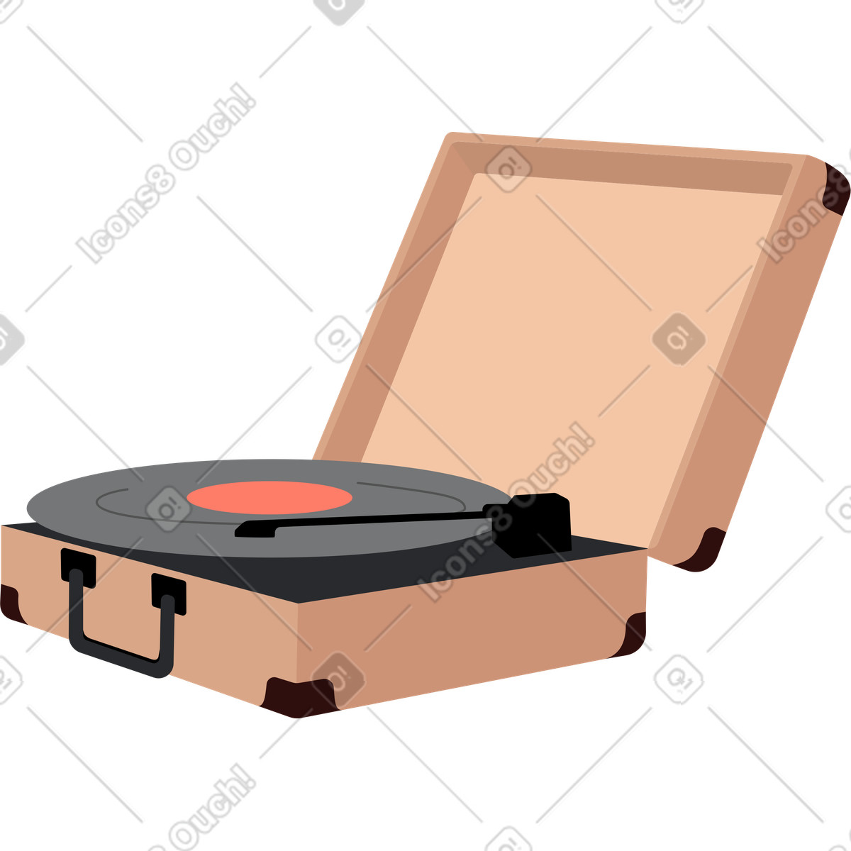 Ilustração de Retro record player gramophone em no estilo Lagom para baixar em PNG, SVG