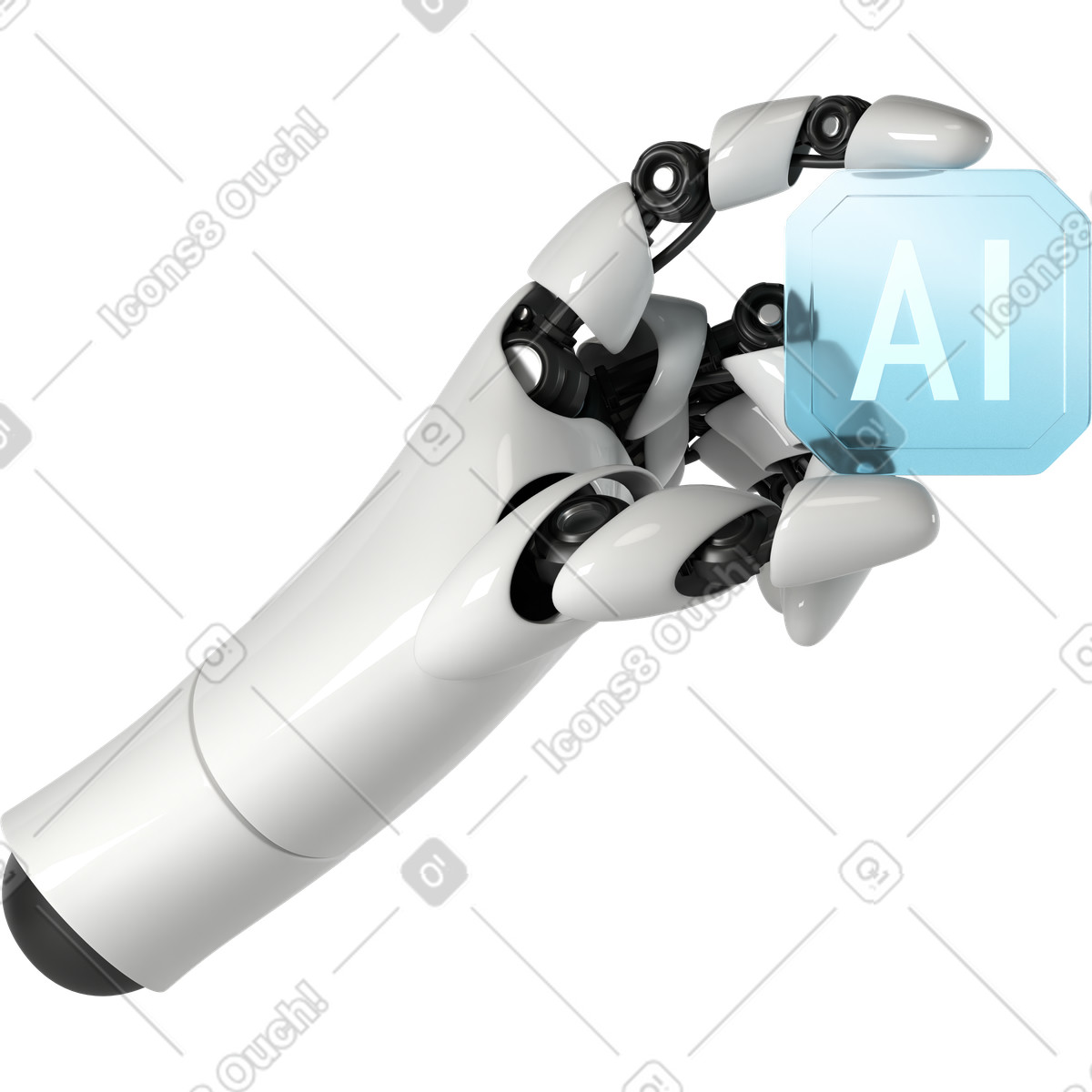 Ilustración Robot hand with ai icon en estilo 3D Business a descargar en PNG y SVG