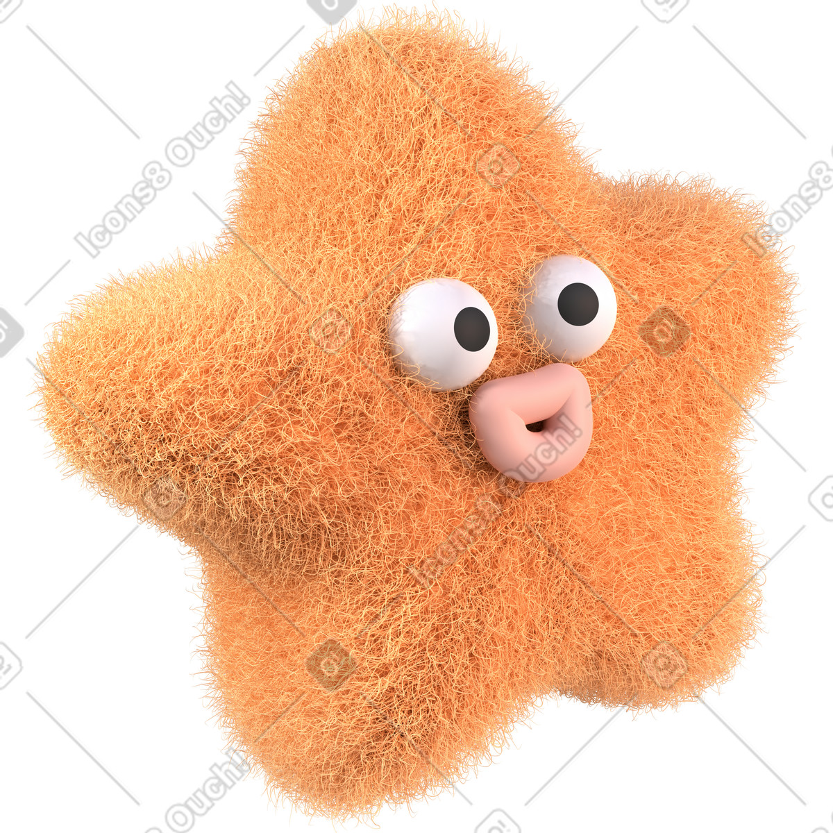 Ilustração de Estrela laranja suave com olhos grandes em PNG e SVG