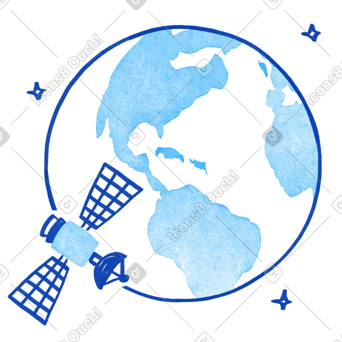 Tint スタイルの Satellite orbiting earth for global communication and navigation coverage services のイラストをPNG、SVG形式でダウンロード