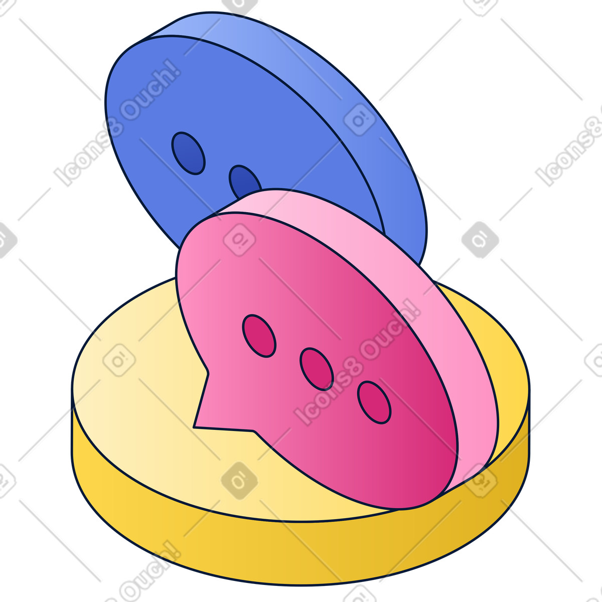 Speech bubbles with dots, online messaging and customer support illustration in Neat style download in PNG, SVG