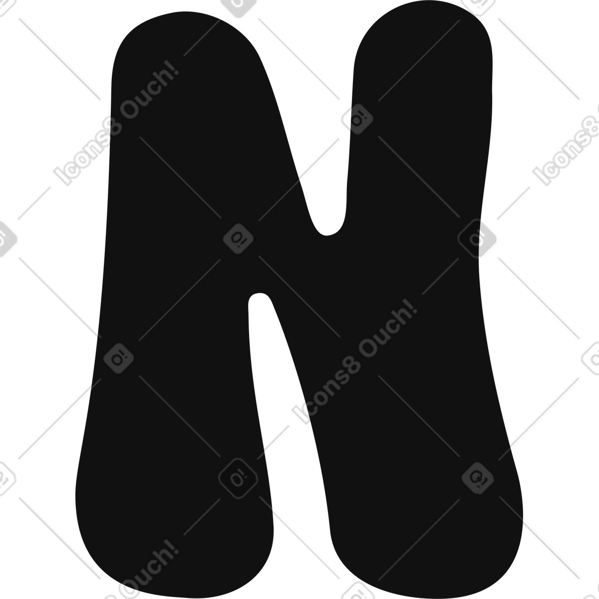 Journal スタイルの 文字n のイラストをPNG、SVG形式でダウンロード