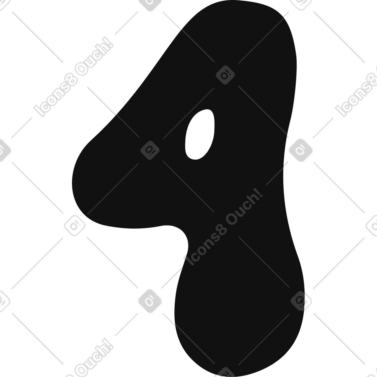 Number 4 illustration in Journal style download in PNG, SVG