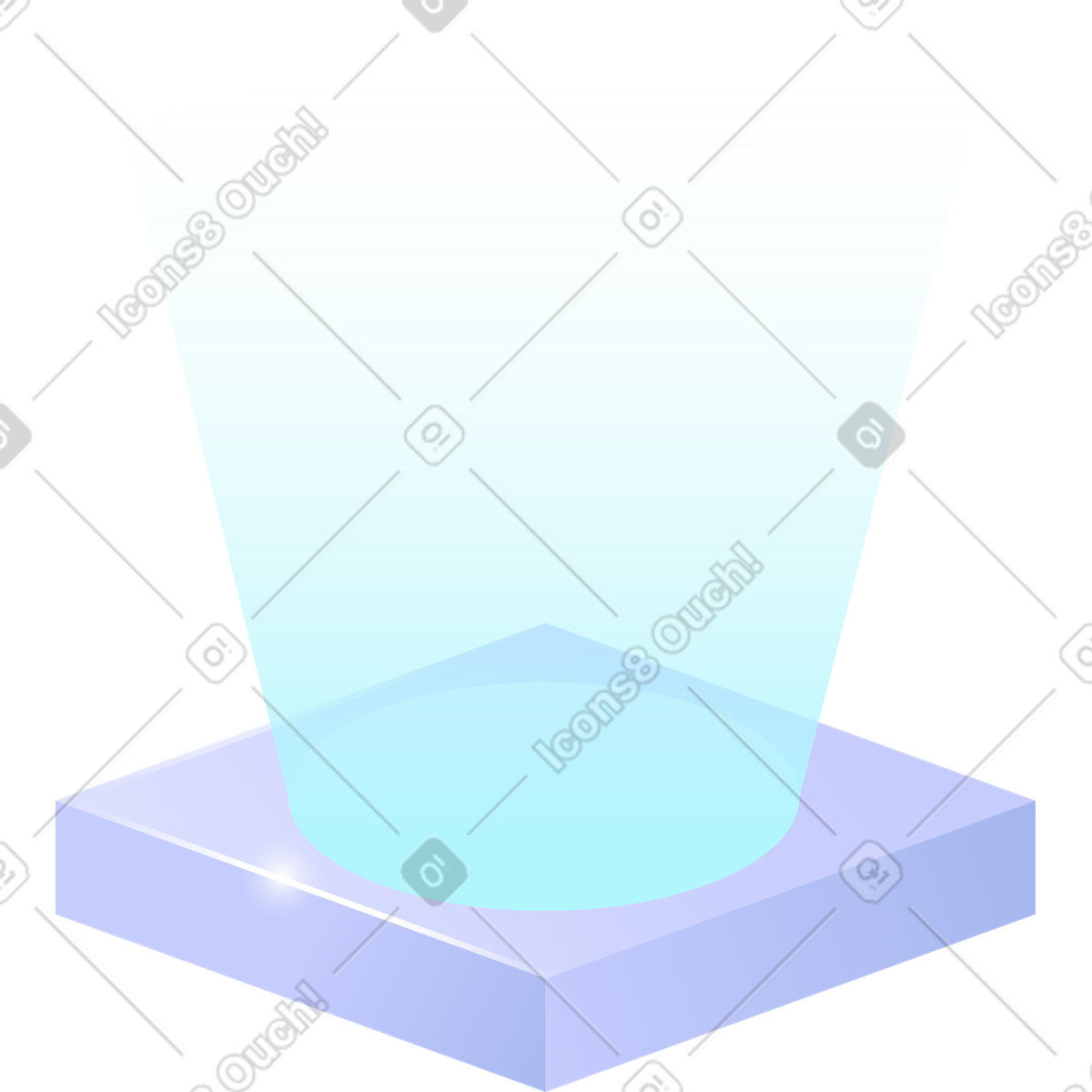 Quantum スタイルの Stage platform projecting vertical blue light beam for product showcase のイラストをPNG、SVG形式でダウンロード