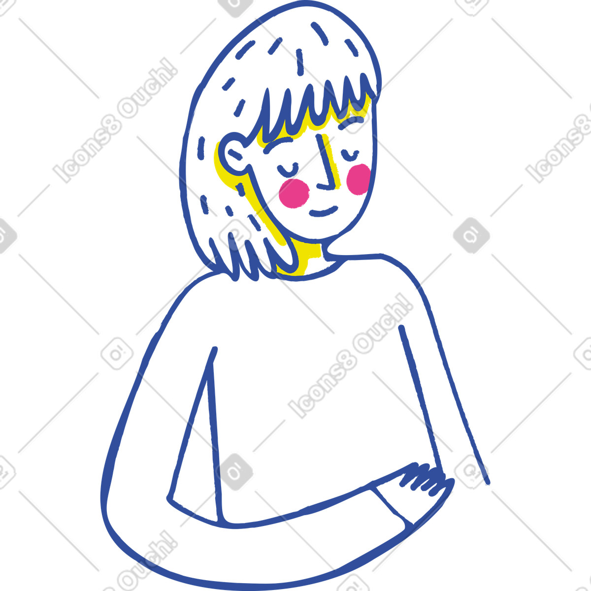 Relaxed woman illustration in Lime style download in PNG, SVG