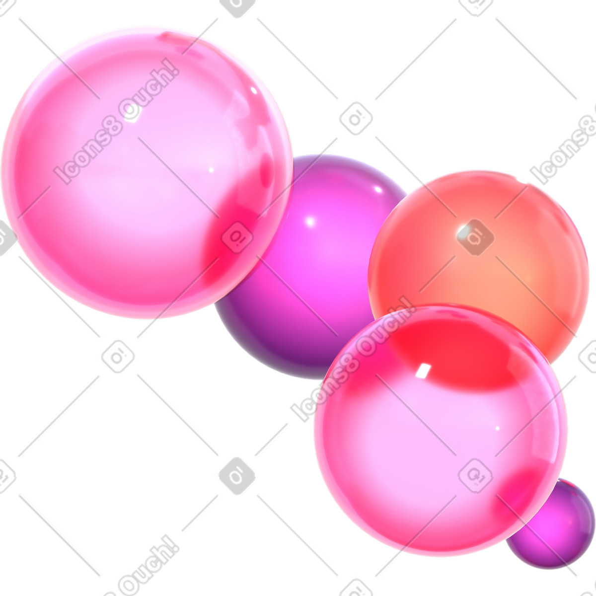 Bolle di vetro colorate illustrazione in stile 3D Glassy scarica in PNG, SVG