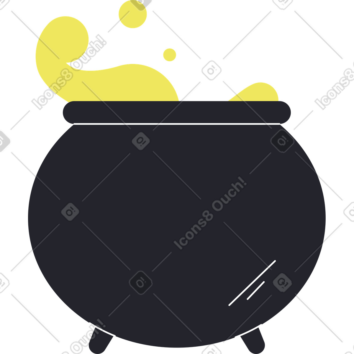 Big cauldron with splashes illustration in Boba style download in PNG, SVG