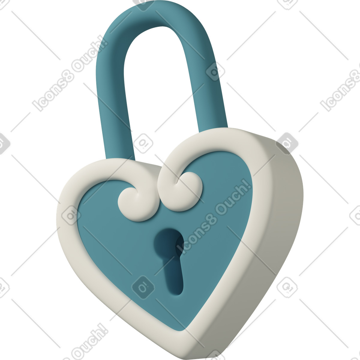 Heart shaped lock-Illustration im 3D Casual life-Stil als Download in PNG, SVG