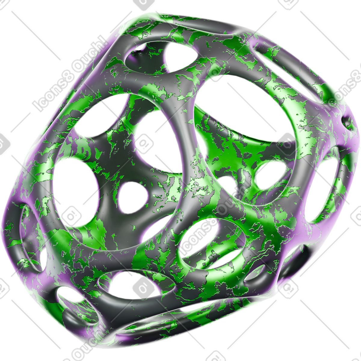 Abstract isosphere illustration in 3D Crystex style download in PNG, SVG