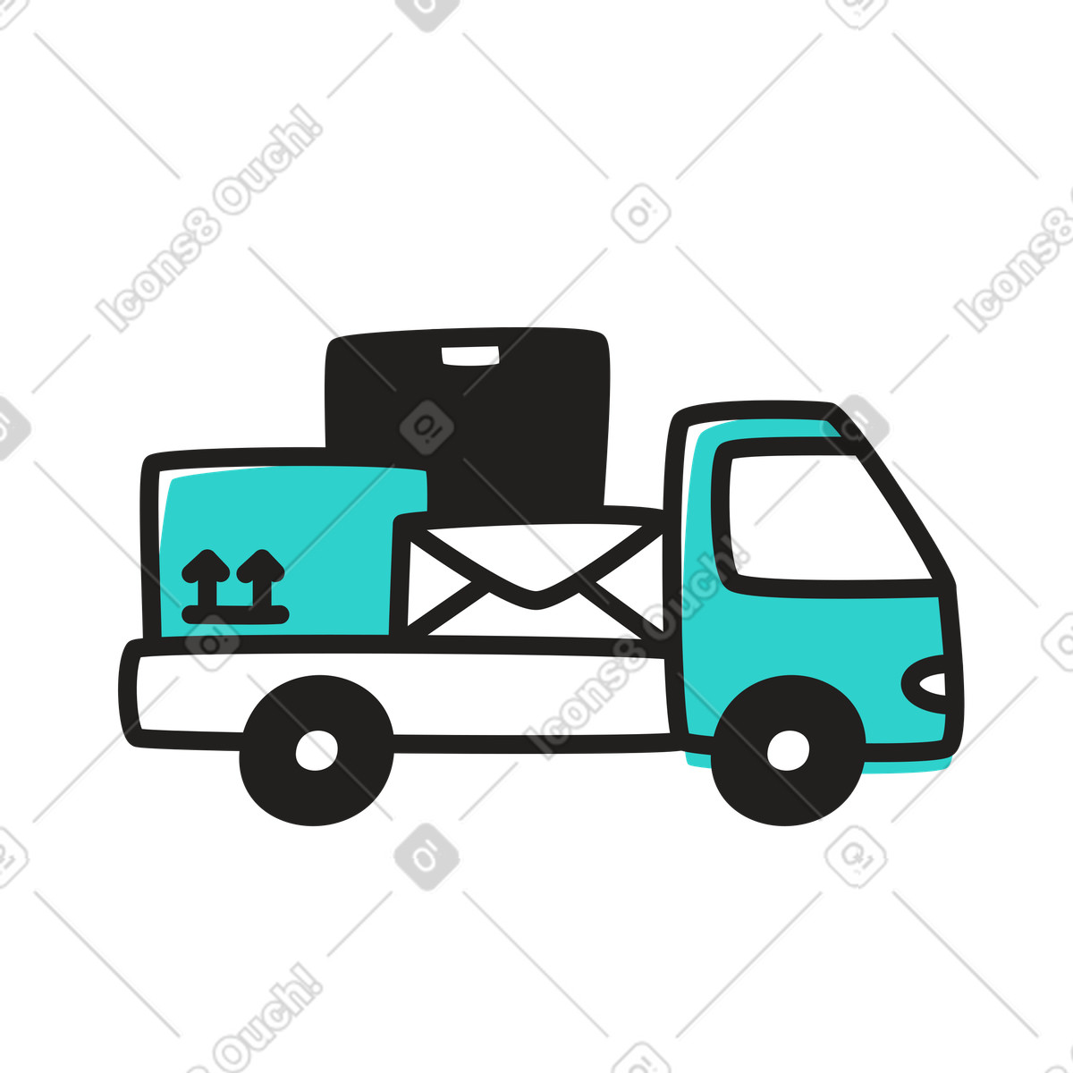 Ilustración Entrega de mercancías y paquetes en estilo Little a descargar en PNG SVG