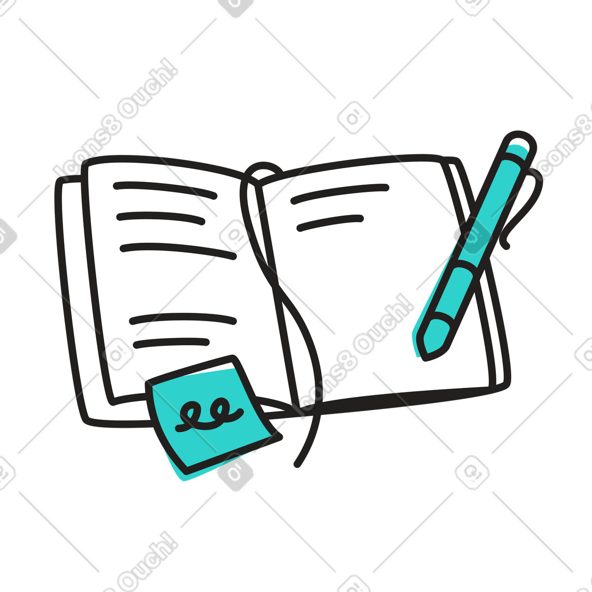 Illustration Prendre des notes dans un journal le style Little à télécharger aux formats PNG, SVG