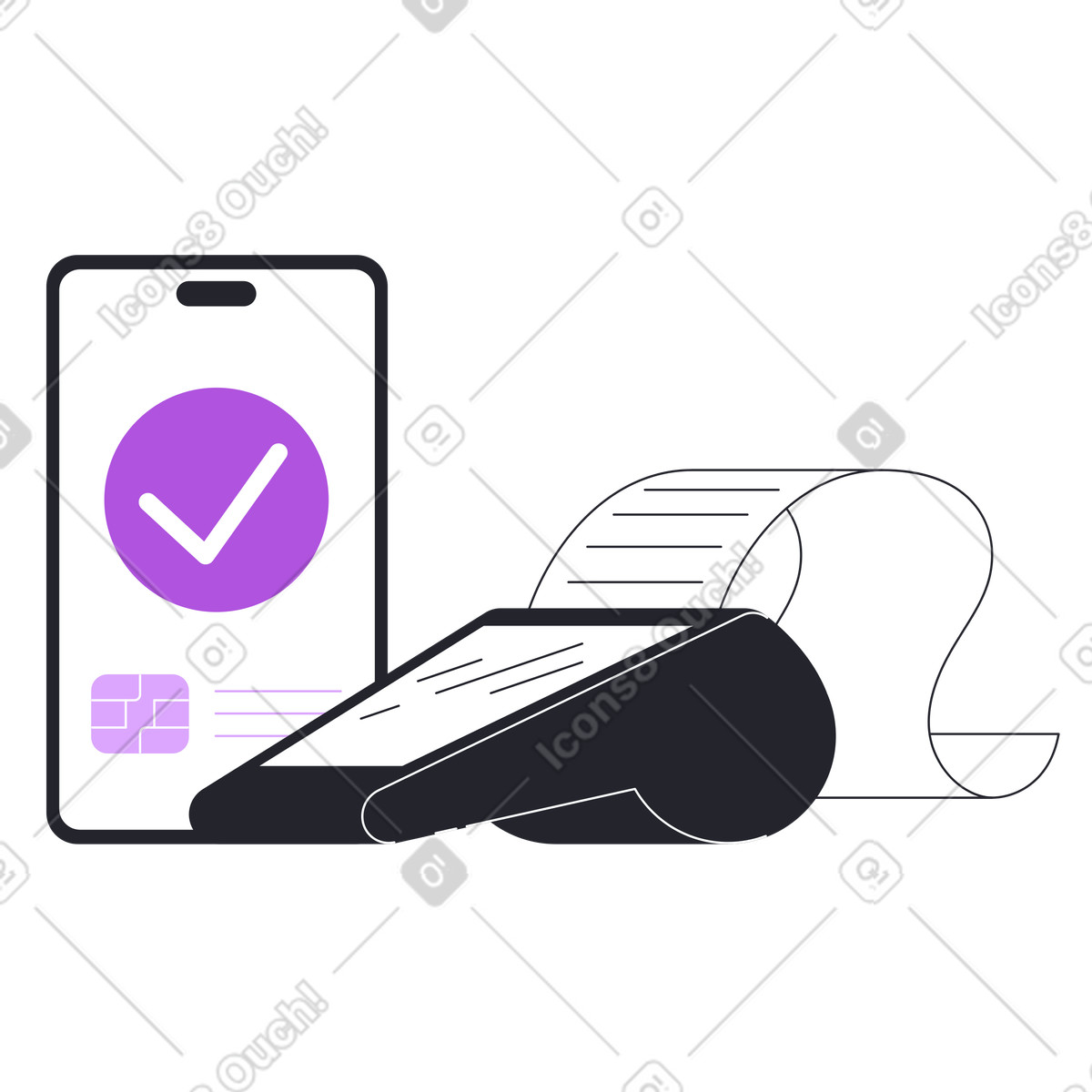 Contactless payment by mobile phone illustration in PNG, SVG