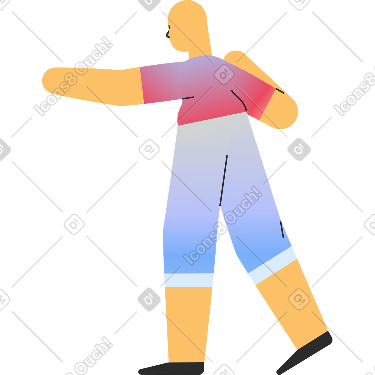 Persona in pantaloncini che punta indietro illustrazione stile Marginalia scarica PNG, SVG