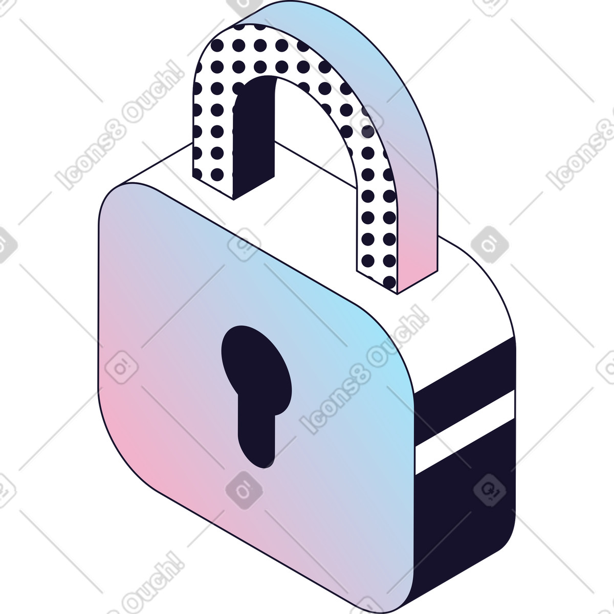 Lock illustration in Node style download in PNG, SVG
