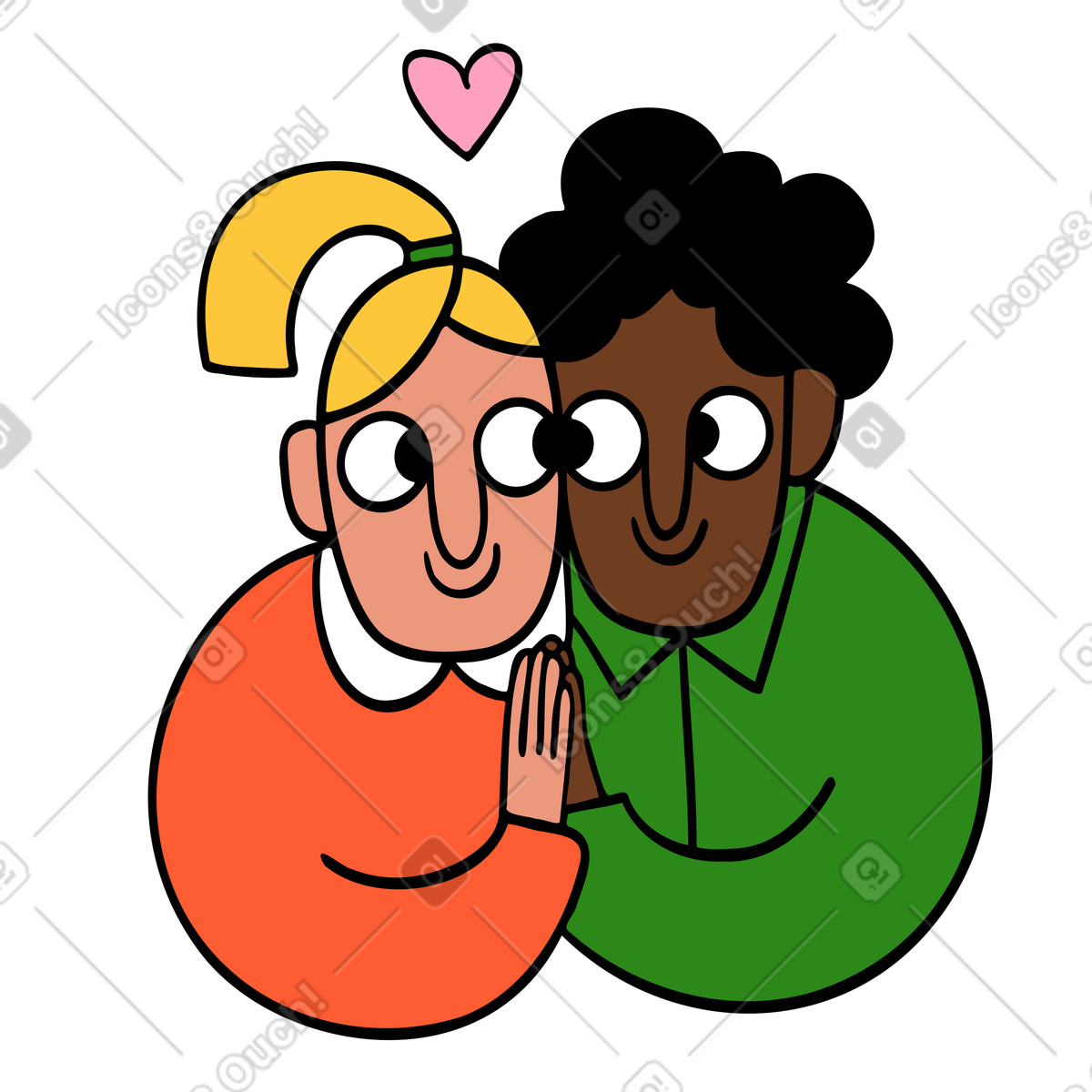 Couple looking at each other lovingly illustration in Comic style download in PNG, SVG