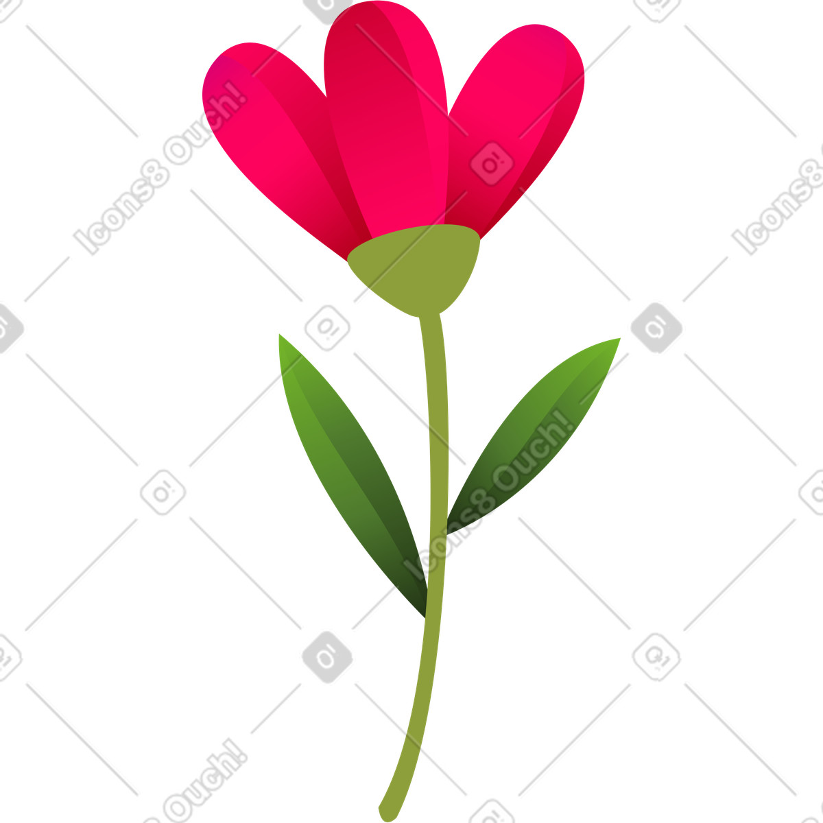 下载 Blossom 风格的 有两片叶子的粉红色小花 插画，支持 PNG、SVG 格式