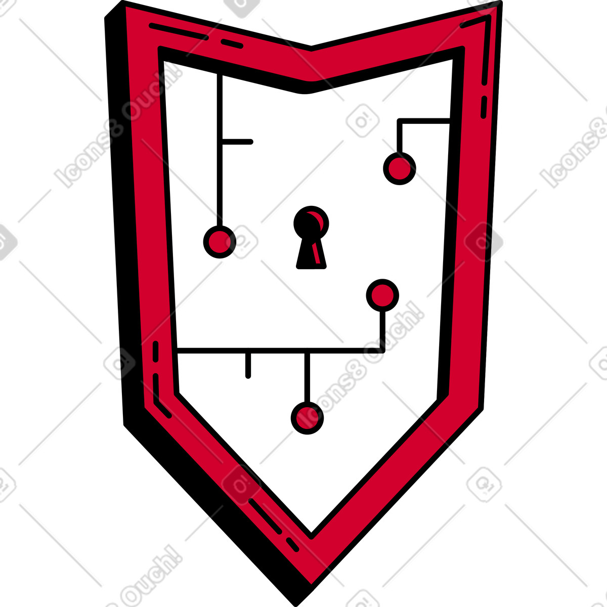 Cyber security shield illustration in Ruby style download in PNG, SVG