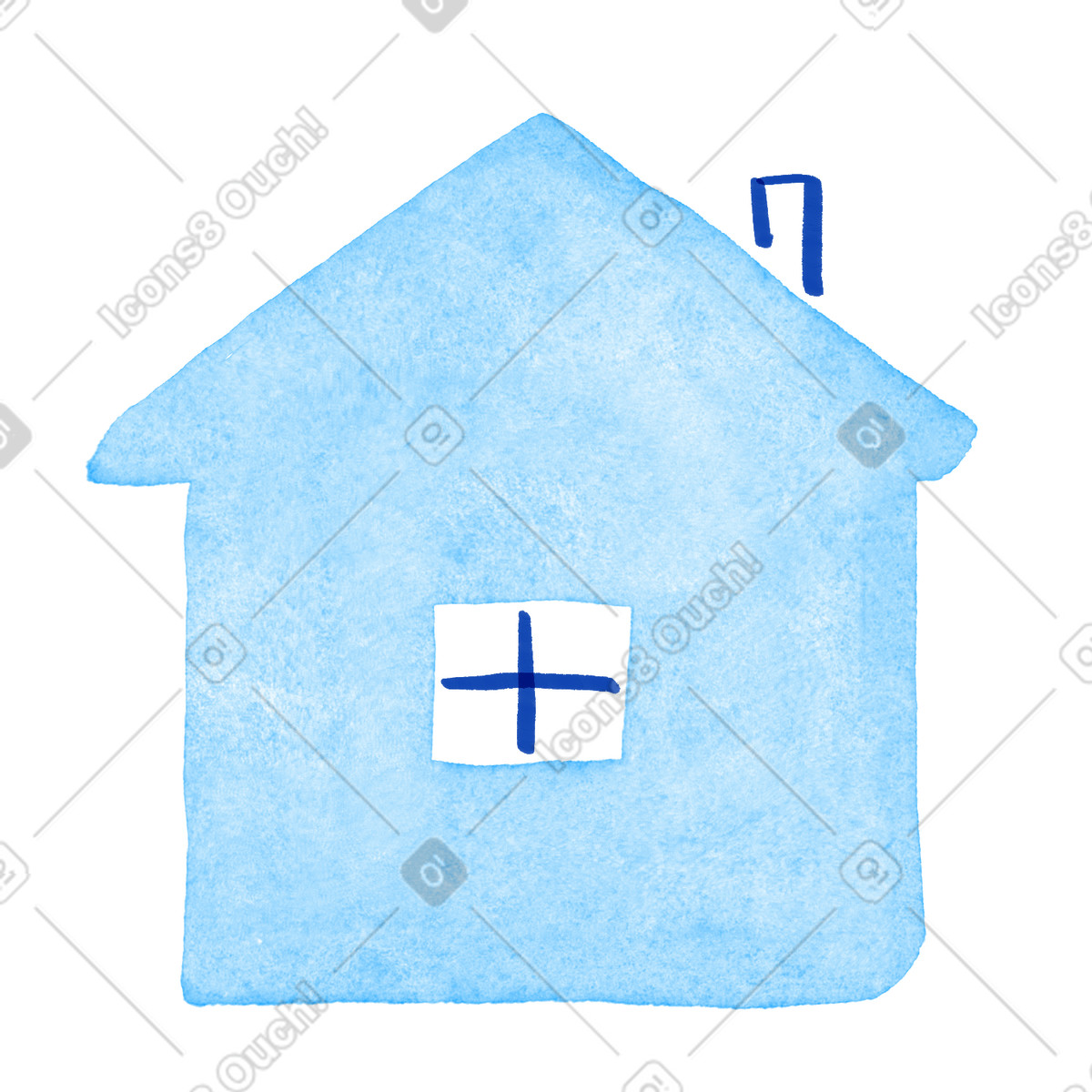 Ilustração de House silhouette with single window and simple roofline chimney shape em no estilo Tint para baixar em PNG, SVG