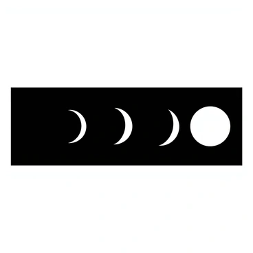 Illustration of all the lunar phases from new moon to full moon