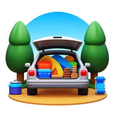 A car filled with camping gear ready for an outdoor adventure