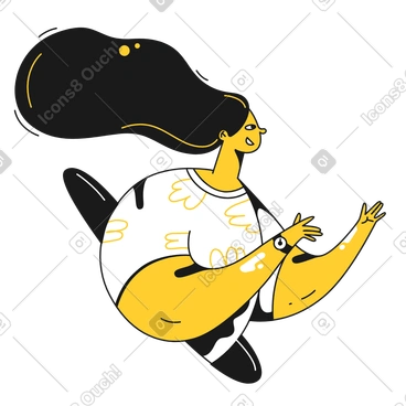 Woman animated illustration in GIF, Lottie (JSON), AE