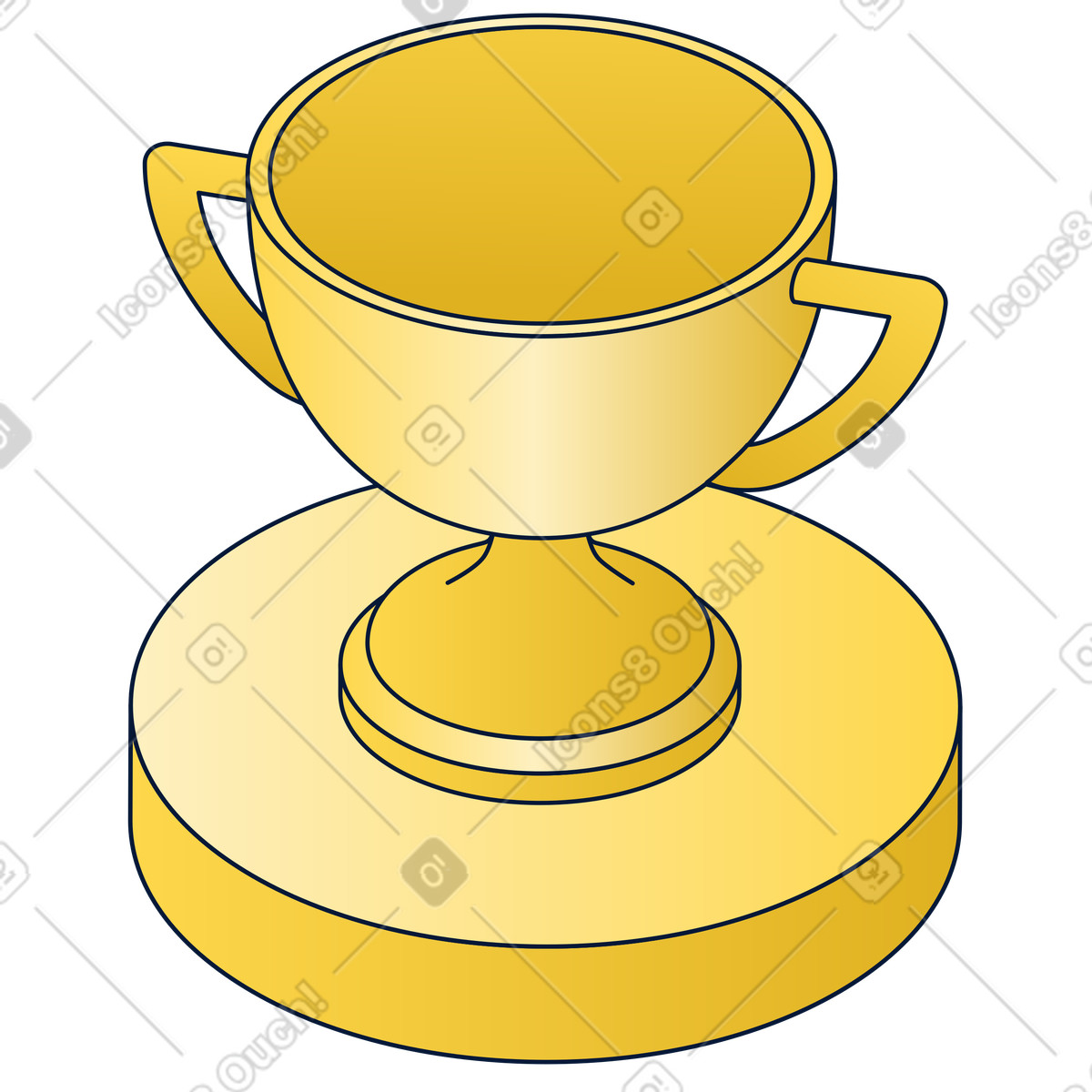 Gold trophy on pedestal, top performance reward and competition prize illustration in Neat style download in PNG, SVG