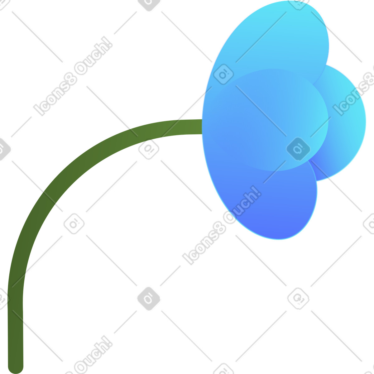 Blue gradient flower illustration in Morphis style download in PNG, SVG