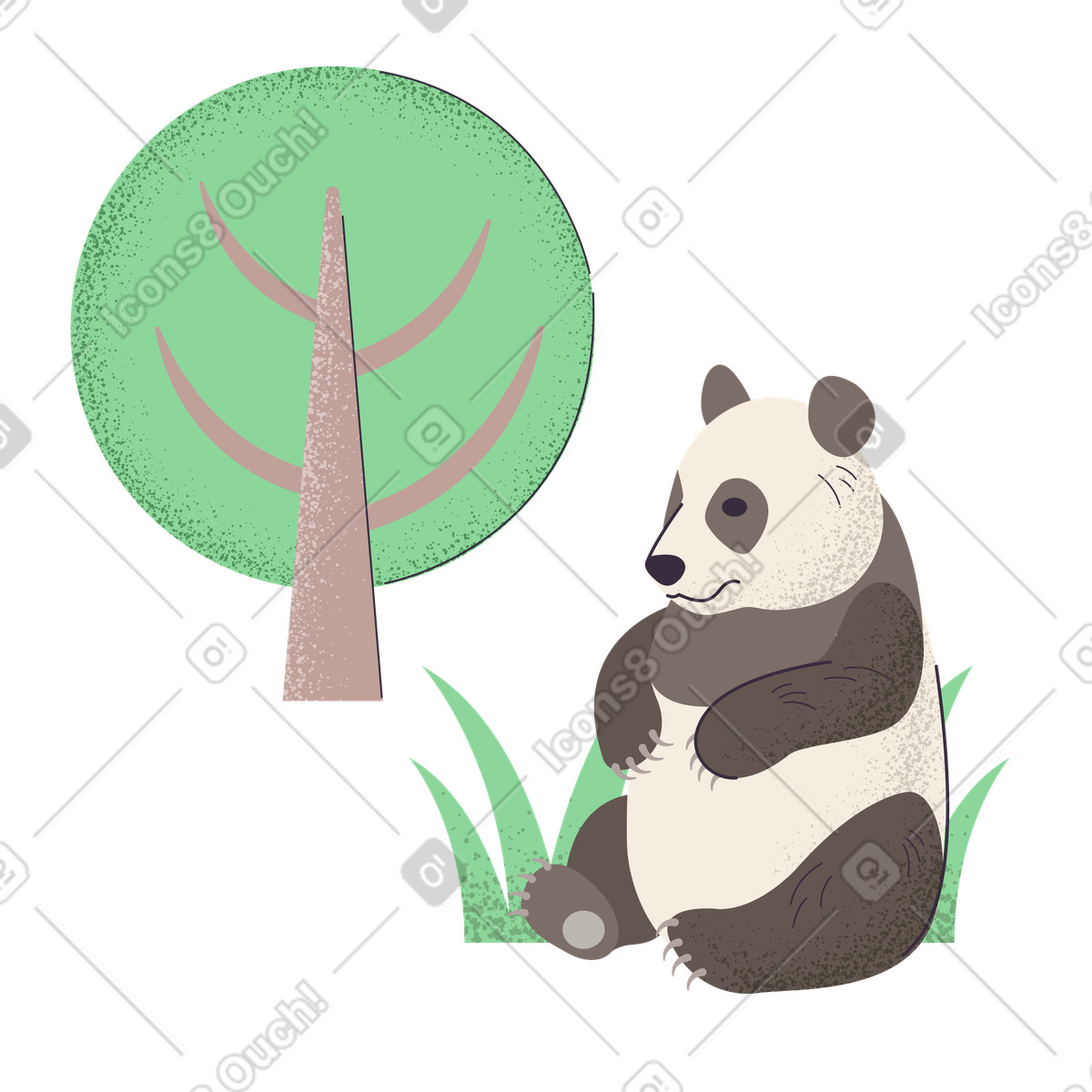 Panda under the tree illustration in Pale style download in PNG, SVG