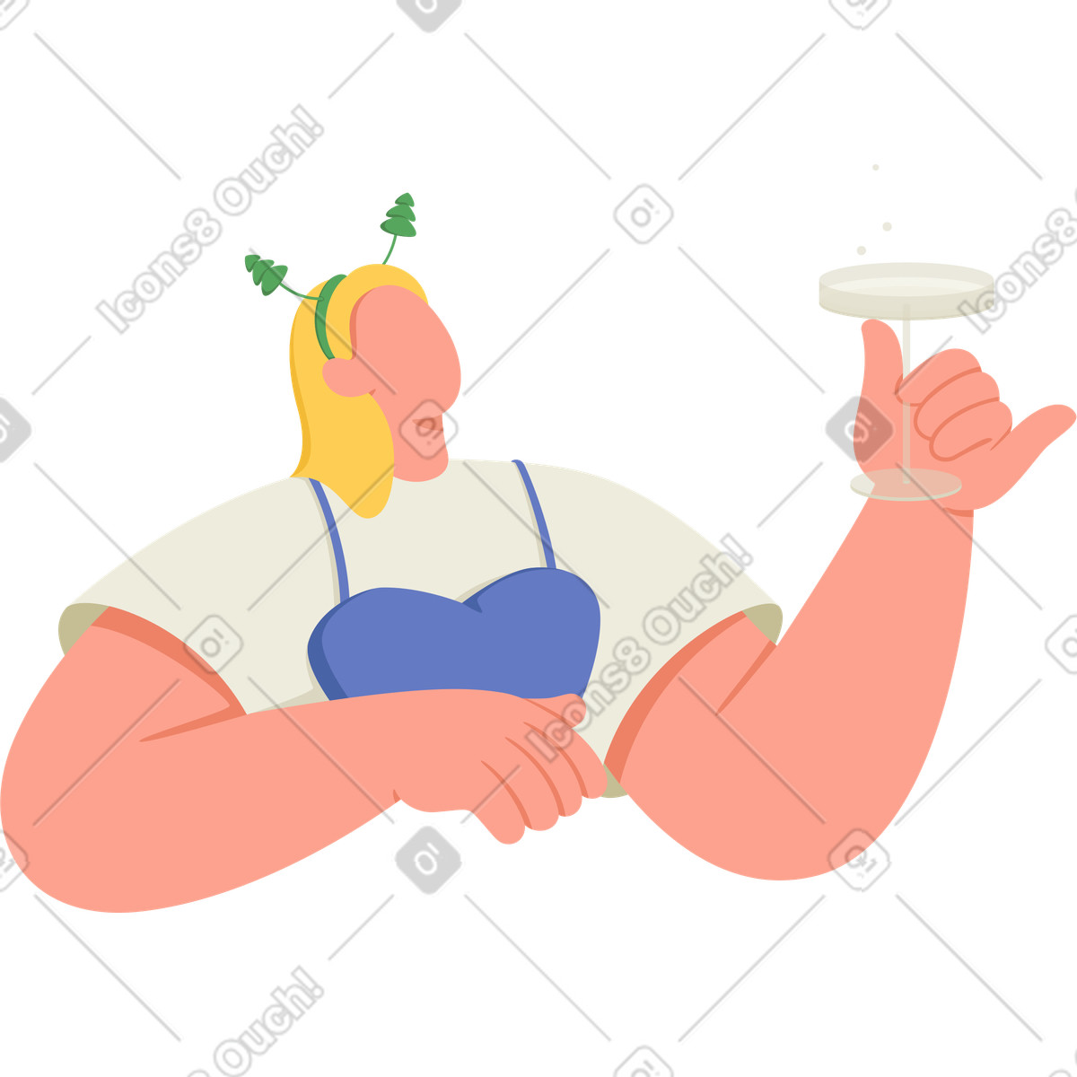 Giovane donna con il vetro illustrazione in stile Social scarica in PNG, SVG