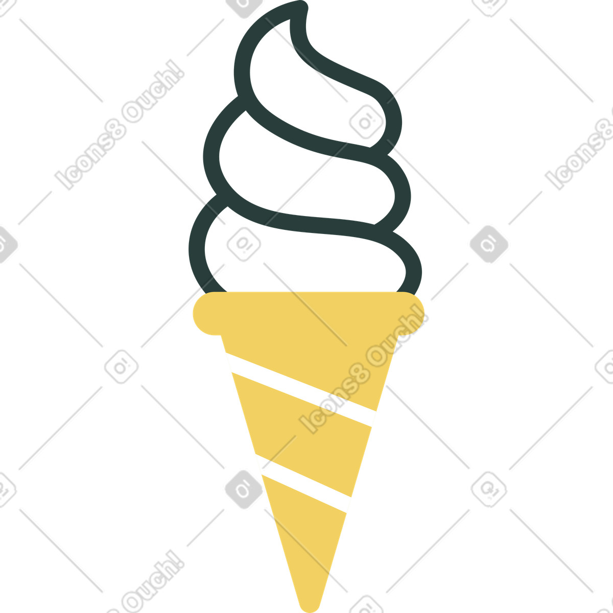 Ilustración Cucurucho de helado en estilo Macaroni a descargar en PNG y SVG