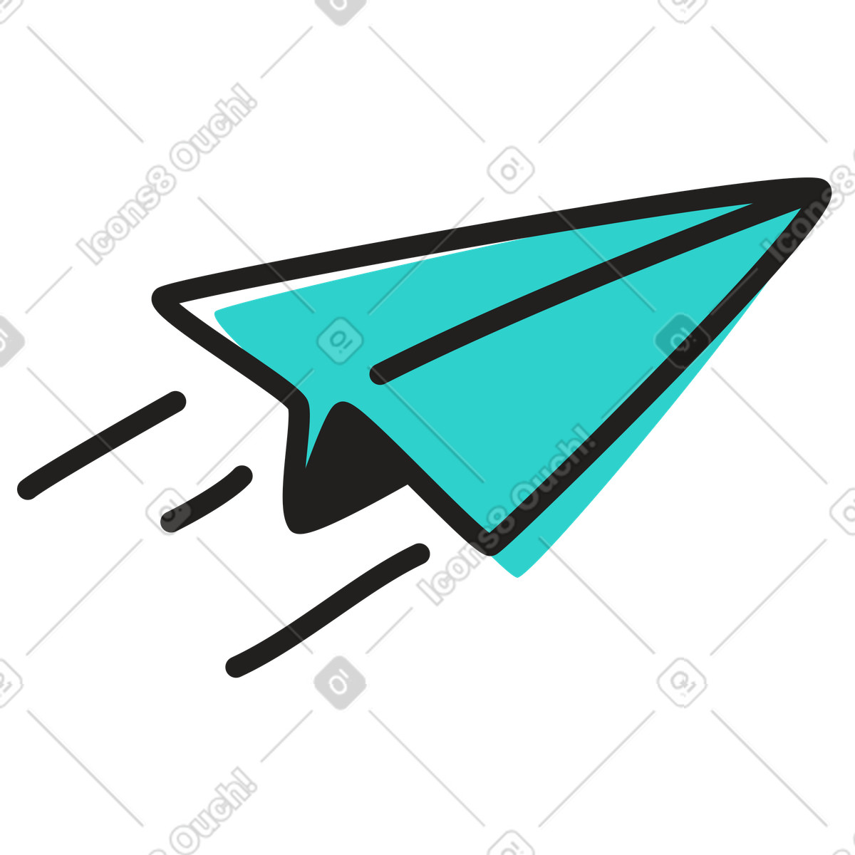 Paper plane flying to addressee illustration in Little style download in PNG, SVG
