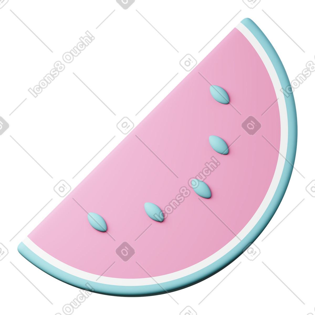 Illustration Pastèque dans le style 3D Sugary à télécharger aux formats PNG, SVG