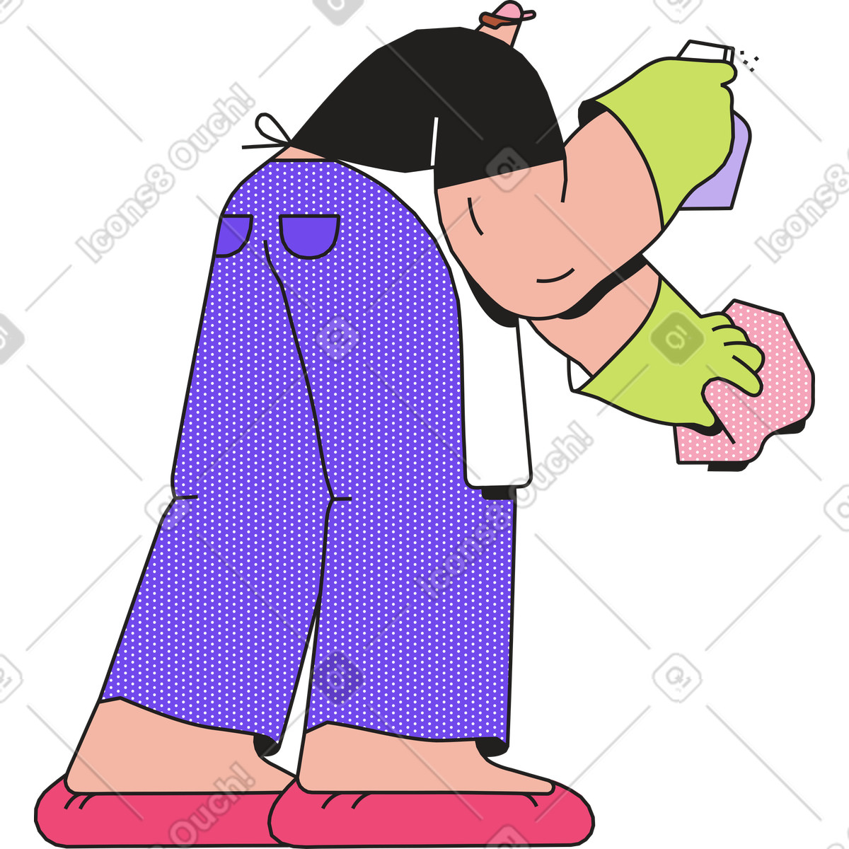 Ilustração de Homem avental com um pano em no estilo Dazzle para baixar em PNG, SVG