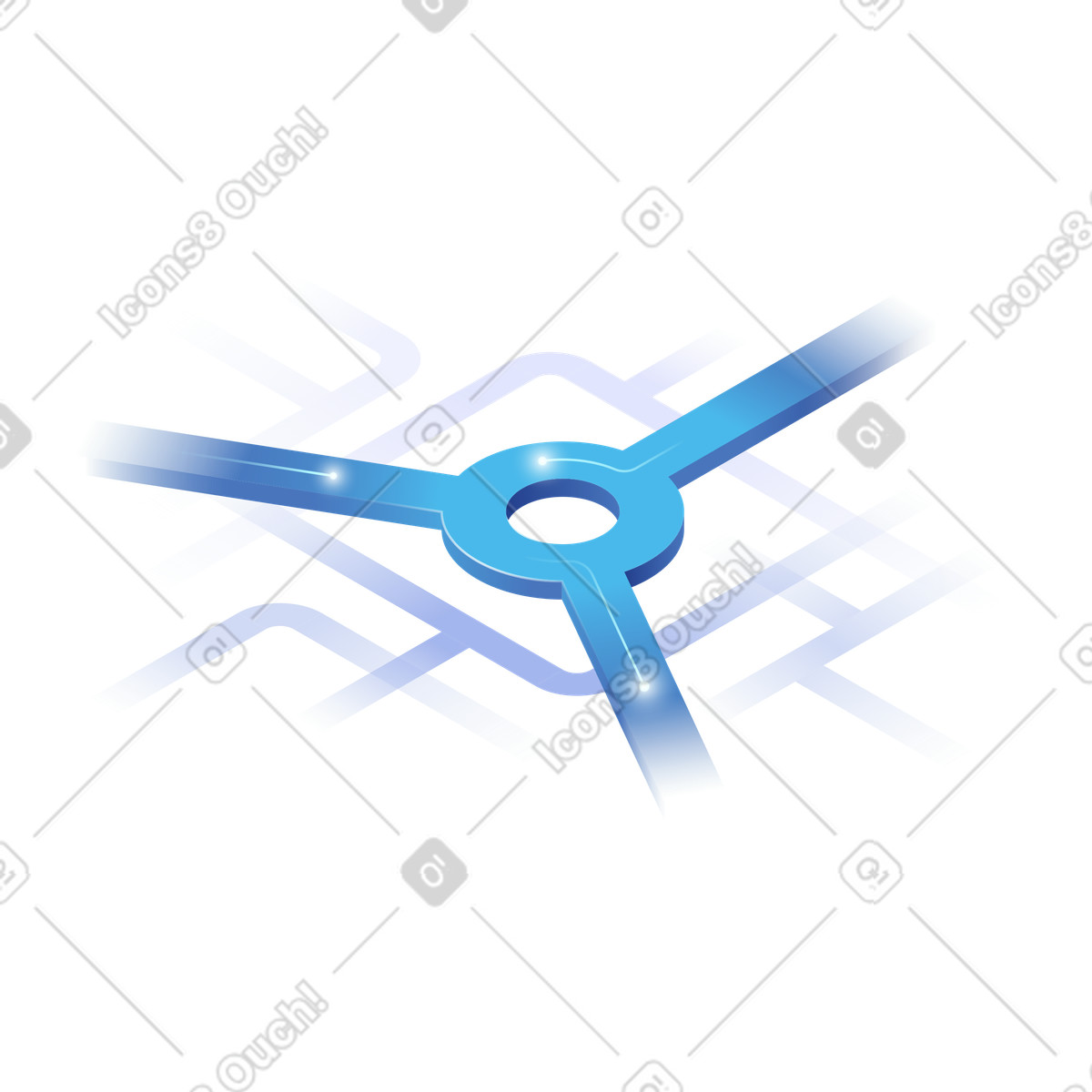 Central connection node and lines, Connected infrastructure for data transfer illustration in Quantum style download in PNG, SVG