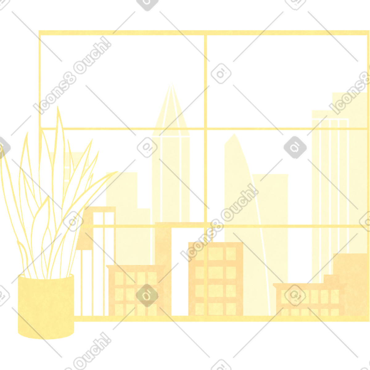 Vista della città gialla illustrazione in stile Lifestyle scarica in PNG, SVG