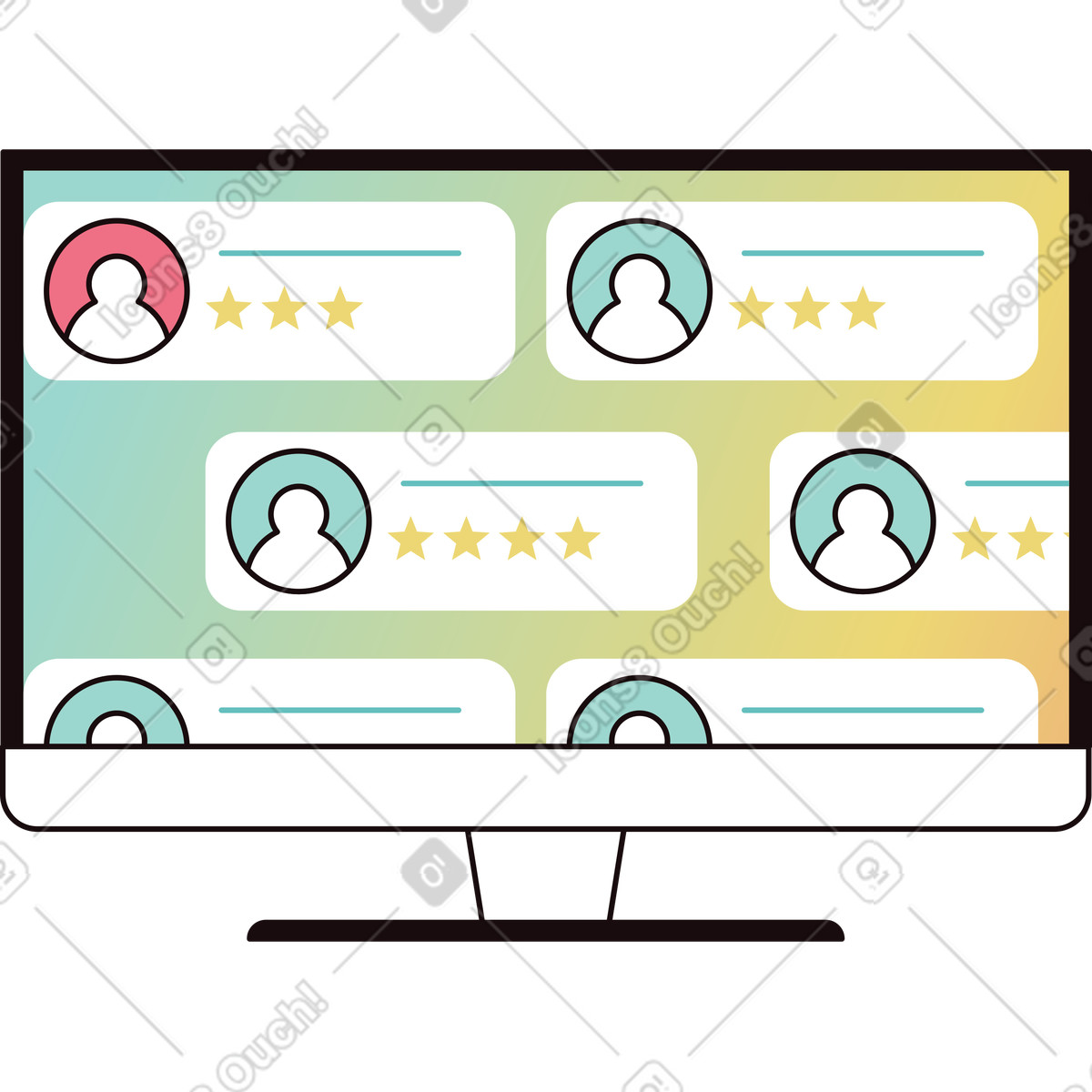 Ilustración Monitor de computadora con los currículums solicitantes en estilo Delight a descargar en PNG y SVG