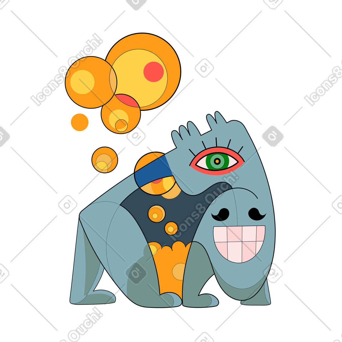 Иллюстрация Surreal creature filling with abstract bubbles, Downloading process concept в стиле Surr — скачать в форматах PNG, SVG