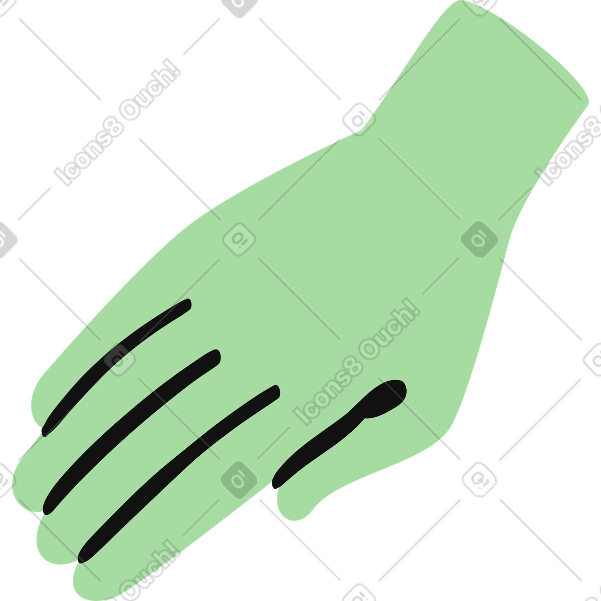 下载 Organic 风格的 Hand palm silhouette with fingers outstretched minimal green shape 插画，支持 PNG、SVG 格式